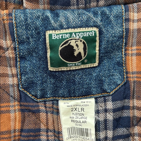 VTG Berne Men's 2XL Blue Denim Jean Bomber Hooded
Flannel Lined Jacket Coat - Picture 3 of 10